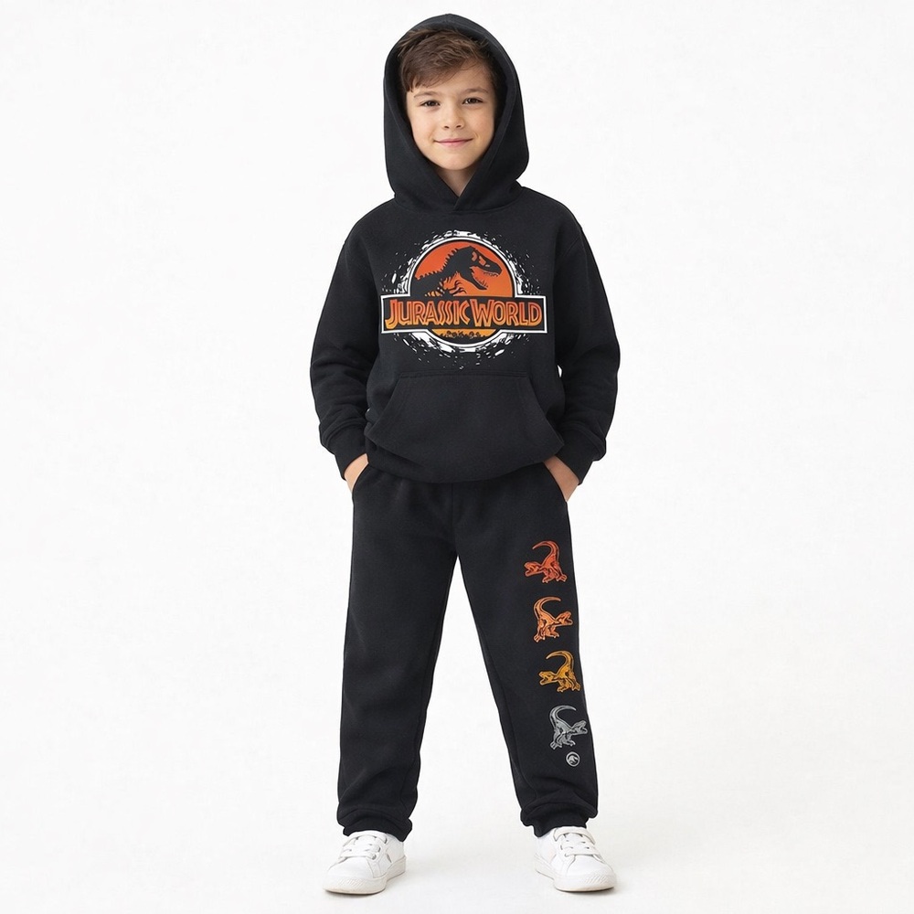 Jurassic World Boys Hoodie Jogger Set‎ Size 5/6 Dinosaur Black NWT